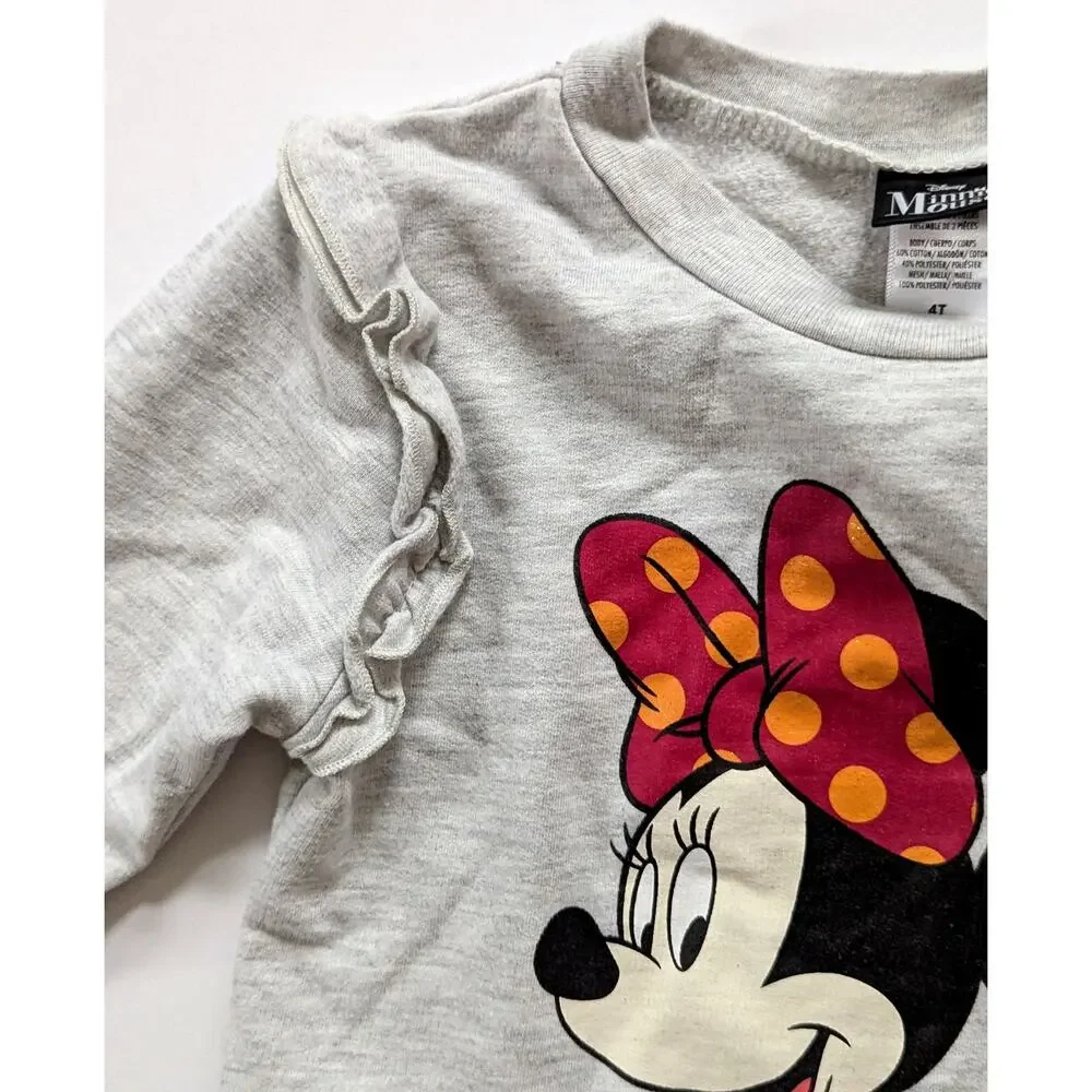 Disney Minnie Mouse Sparkly Tulle Skirted Sweatshirt – Size 4T – Red & Gray